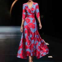 Jessica - Kleid mit V-Ausschnitt – Rot