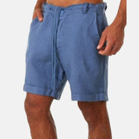 Carl Bermuda Shorts | Sommerliche Kurze Leinen-Optik Hosen Mit Kordelzug für Männer – Blau