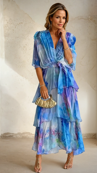 Joy™| Blumen-Lagenkleid – Blau