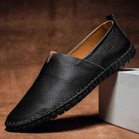 Handgenähte Loafers aus Leder – Schwarz