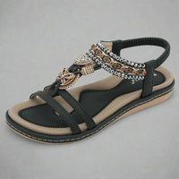 Felicitas | Handgefertigte Boho-Sandalen aus Premium-Material – Schwarz