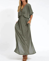 LANI | VINTAGE MAXIKLEID – Oliv