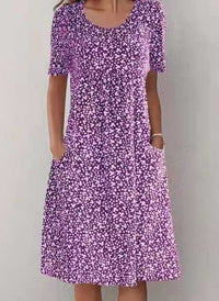 XANDRA - MIDI-KLEID MIT KURZEN ÄRMELN – Lila