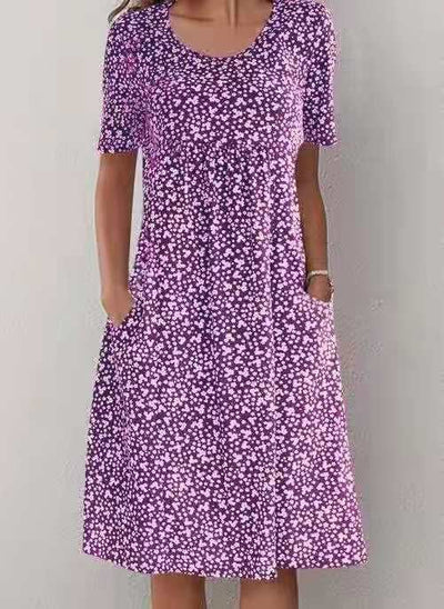 XANDRA - MIDI-KLEID MIT KURZEN ÄRMELN
