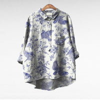 Olivia | Oversized Leinen-Bluse – Print 2