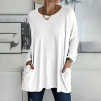 Margot | Tunika-Länge Seitentaschen Top – Weiß