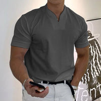 Herren Stehkragen Kurzarm Poloshirt – Grau