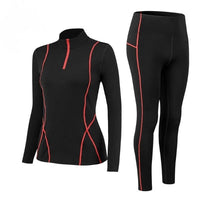 Veltara | Warme Winter Komfort Thermounterwäsche Set für Damen – Schwarz/Rot