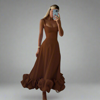 Caldruna | Luftiges Maxikleid mit Stil – Kastanienbraun