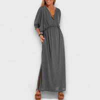 Elora – Langes Kleid mit fließender silhouette – Dunkelgrün