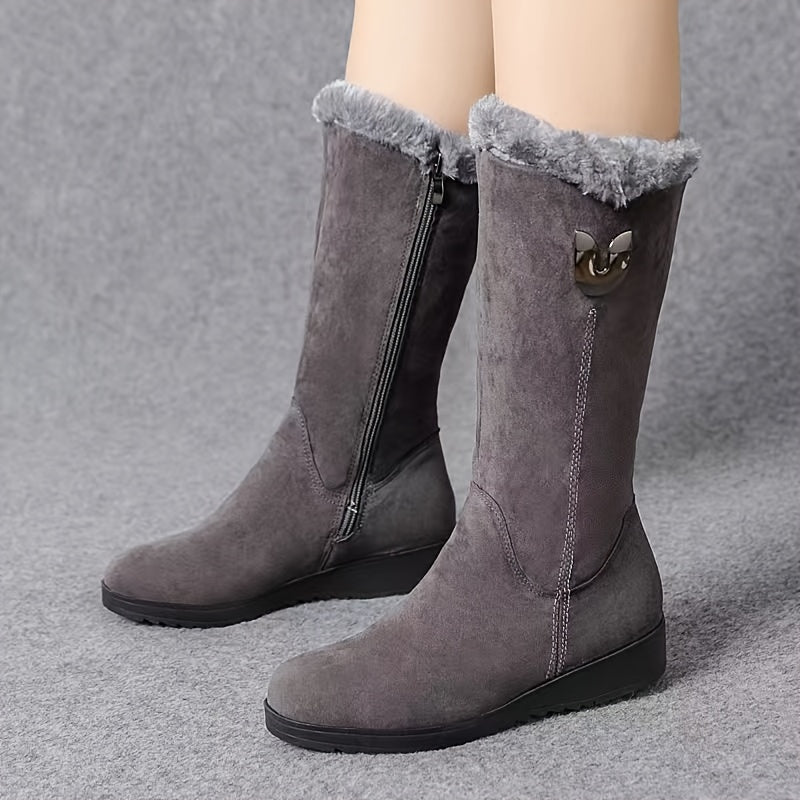 Reilicia | Schwarze Orthopädische Schneestiefel mit Fleecefutter