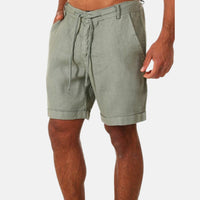 Carl Bermuda Shorts | Sommerliche Kurze Leinen-Optik Hosen Mit Kordelzug für Männer – Grün