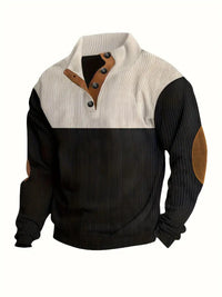 Manfred | Stylischer Color-Block Pullover – Schwarz