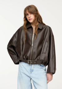 Amara™ | Kunstlederjacke – BRAUN
