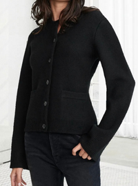 Damen Cardigan mit Ausgestellten Ärmeln | Lässig – Schwarz