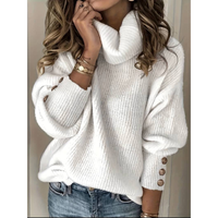 Übergroße Damen Rollkragenpullover – Weiß