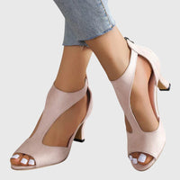Jana | Damen Sandalen Cut-Out Peep-Toe Absatz Modern Elegant Sommer – Rosa