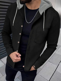 Johnathan – Lässige Kapuzen Jacke Mit Tasche – Schwarz