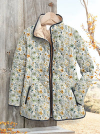 Wunderschöne floral bedruckte Steppjacke für Frauen – Mehrfarbig