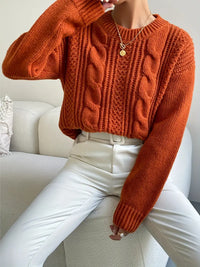 Clianae | Schicker Zopfstrickpullover – Rot Orange