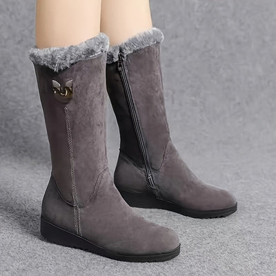 Reilicia | Schwarze Orthopädische Schneestiefel mit Fleecefutter