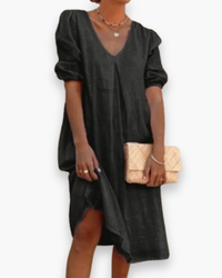 Damen Elegantes Lässiges Midikleid | Sommerkleider – Schwarz