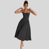 Rieke | Strukturiertes Maxikleid mit Frische-Effekt – Schwarz