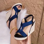 Ella | Espadrille-Keilsandalen für Frauen – Blau