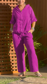 Florina - Set aus Hoodie mit Reißverschluss und Hose – Lila