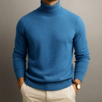 Markus | Pullover Herren hoher Kragen elegant & lässig – Blau