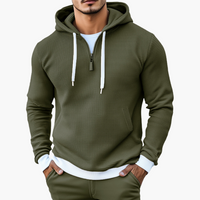 Rainer | Stilvoller Waffel-Langarm-Kapuzenpullover – Grün