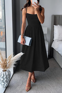 Martina  | Elegantes Midi mit Trägern – Schwarz (Begrenzte Verfügbarkeit)