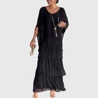 Maja | Damen Boho Maxikleid Geschichtet Lagenlook Romantic Sommer – Schwarz