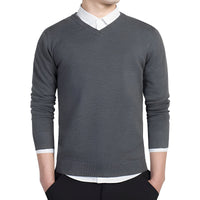Tom - Komfortabler V-Ausschnitt-Pullover – Grau