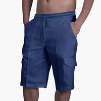 Herren Cargo Shorts mit Kordelzug und Taschen für den Sommer – Marine