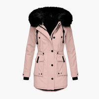 Damen Parka-Jacke mit Kapuze, Knopfverschluss und Pattentaschen – Rosa
