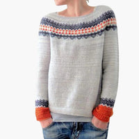 Damen pullover mit Rundhalsausschnitt und Baum-Muster – Grau