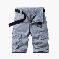 Herren Baumwoll-Cargo-Shorts mit Taschen und Gürtel – Hellblau