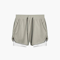 Herren Sportshorts mit Innenshorts und elastischem Bund – Grün