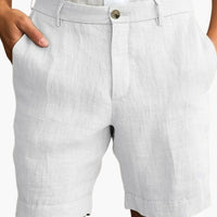 Herren Sommer Shorts mit geradem Bein und Umschlagsaum – Weiß