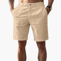 Herren Leinen Shorts mit Reißverschluss und Seitentaschen – Khaki