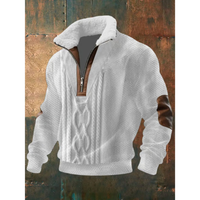 Ibrahima – Fleece Rollkragen Pullover Mit Reißverschluss – Weiß