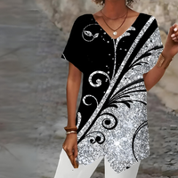 Heidi-Mode | Stylisches Hemd mit V-Ausschnitt – Grau Schwarz