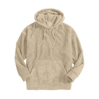 Strukturierter Cord-Kapuzenpullover mit Kängurutasche für Männer – Beige