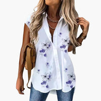 Sommer Top für Damen mit - Schmetterlingsdruck Leicht – Grau