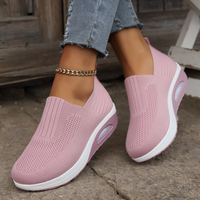 Hermina - Damen Slip-On Sneaker mit Strickstruktur – Rosa