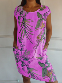 CINDY - GERADES KLEID MIT PRINT – Lila