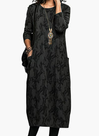 Merle | Winterkleid mit Rundhalsausschnitt – Schwarz