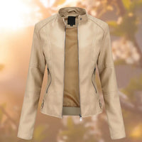 KIRSTEN - ELEGANTE UND EINZIGARTIGE LEDERJACKE – Beige