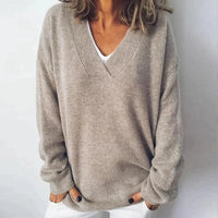 Damen Pullover | Klassisch gestrickt mit V-Ausschnitt – Beige